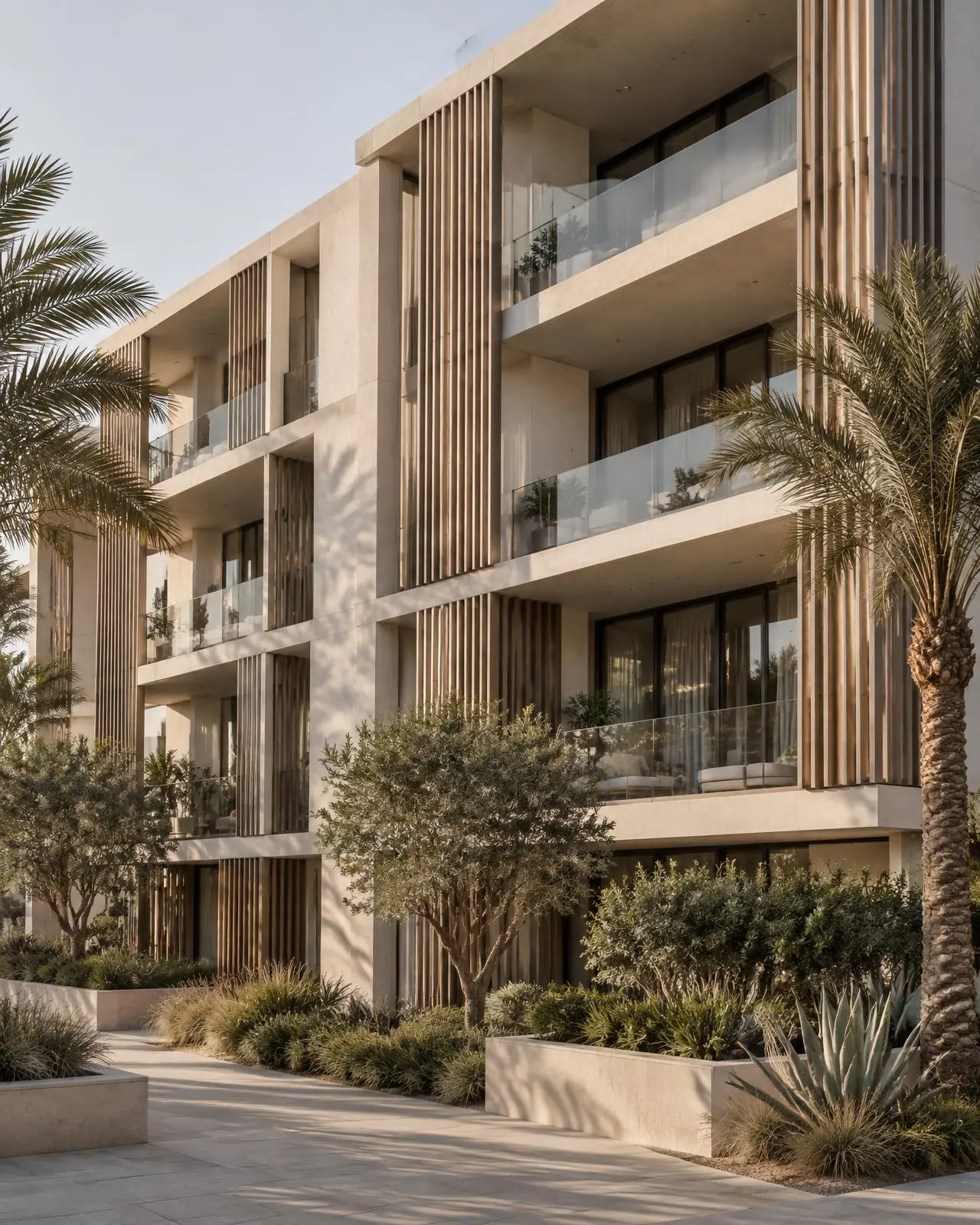 Contemporary residential architecture in Dubai, photographed in late-afternoon light